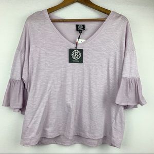 Bobeau NWT Heather Purple Over-Size Ruffle Top